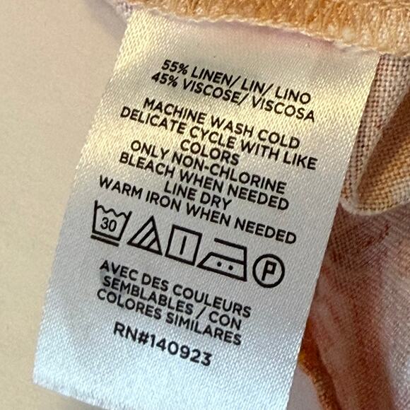 LOFT Linen One Shoulder Top Large NWT Floral Puff Sleeve Blouse Coastal Vacay - Picture 4 of 7